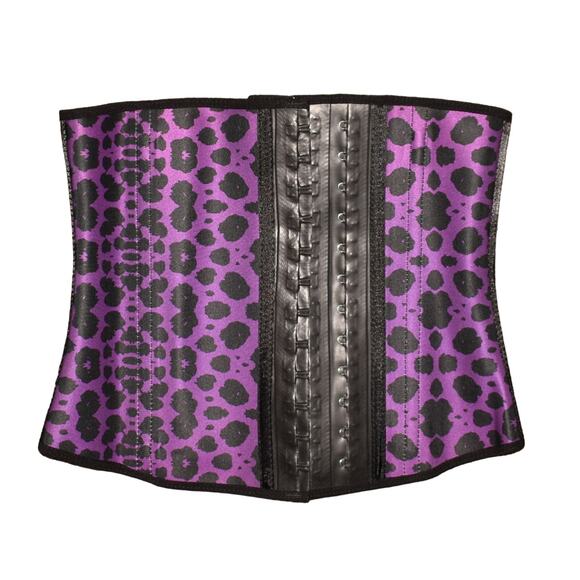 ANGEL CURVES NEW $72 Purple Black Animal Print Sport Shaper Waist Trainer Large - Picture 2 of 3